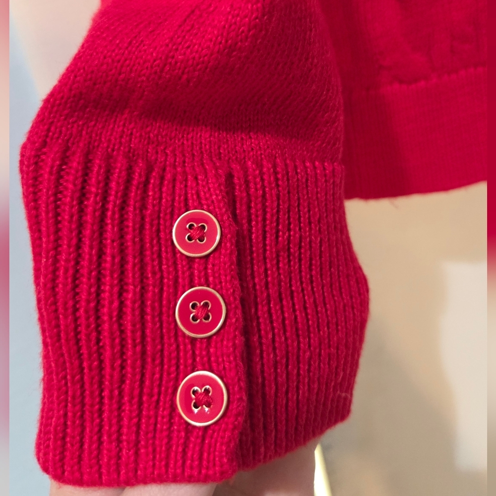 Women's Talbots Red Cable Knit Crewneck Sweater, Size S - Picture 14 of 15